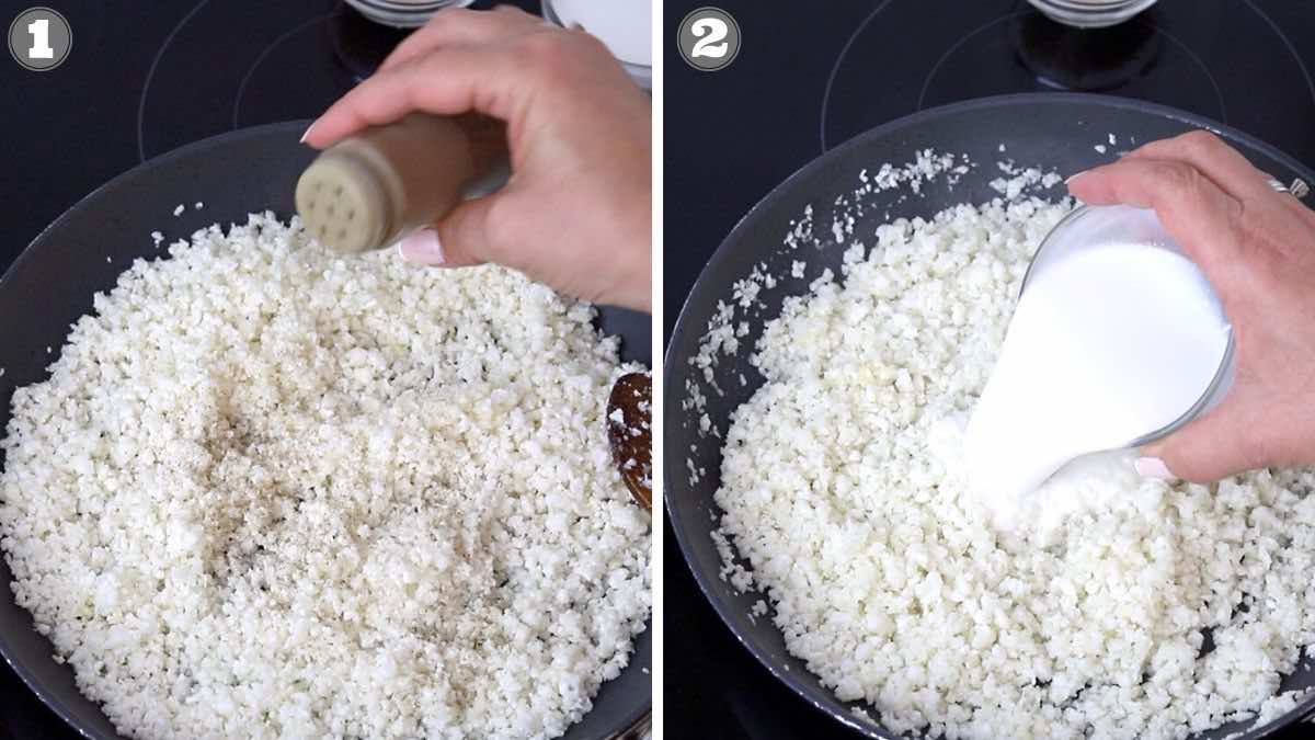 Cauliflower recipe adding coconut milk in.