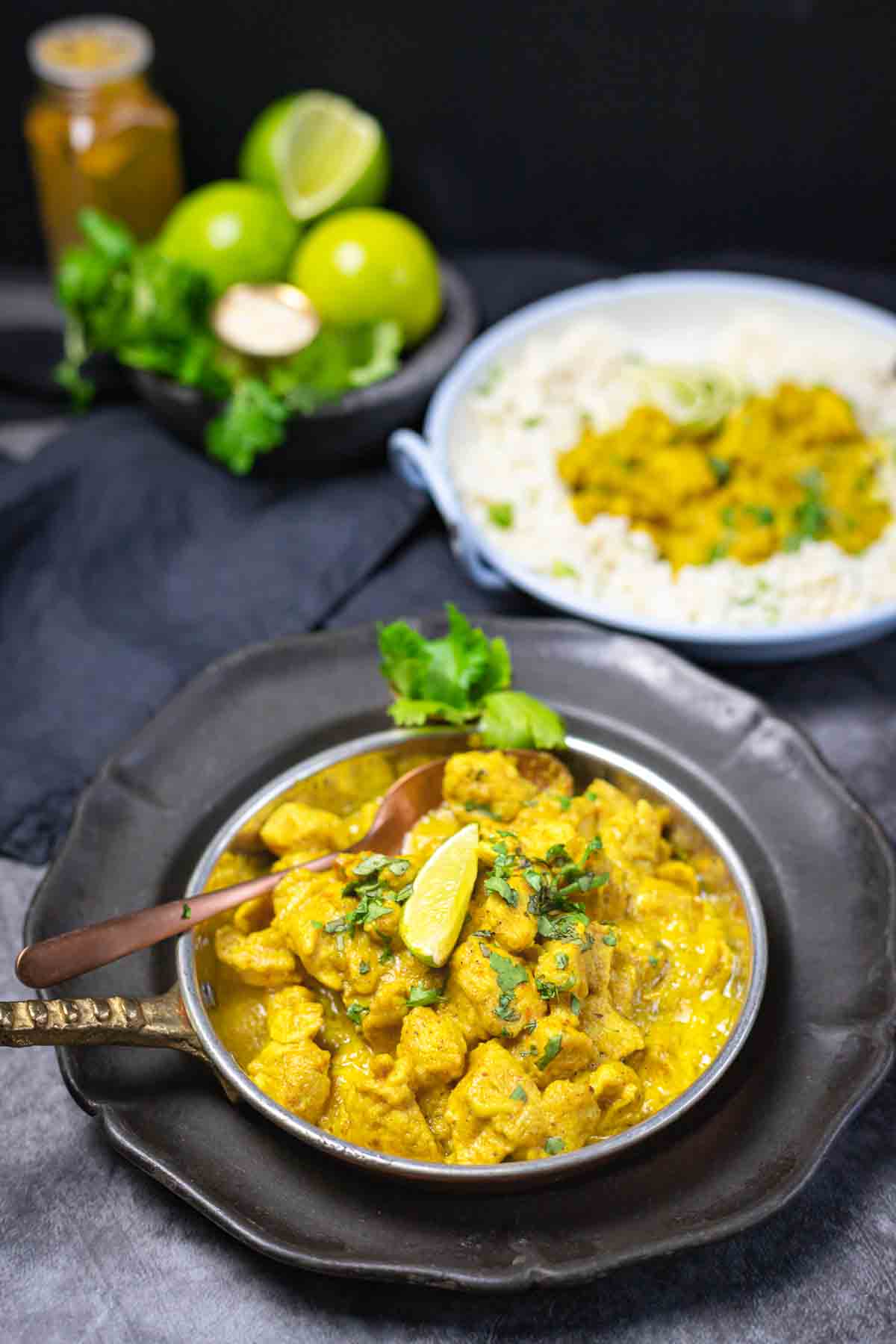 Chicken Curry served with lime.