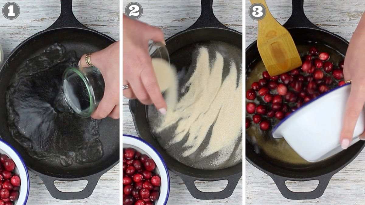 How to cook cranberries in a skillet.