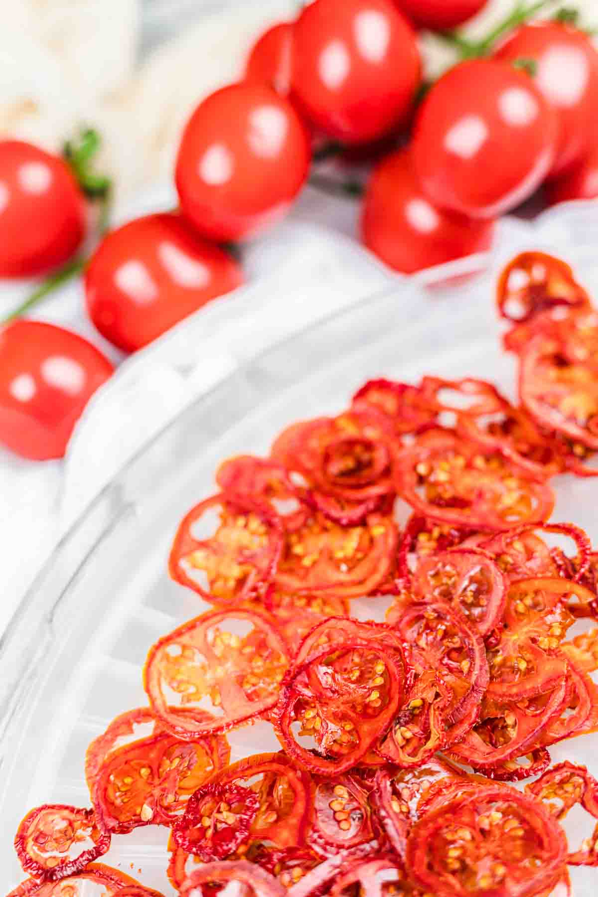 Sliced tomatoes on a plate.