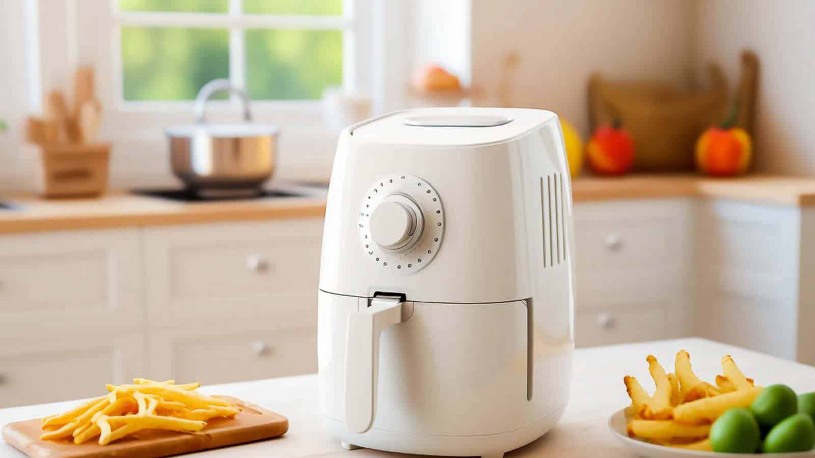 White Air Fryer standing in the kitchen.