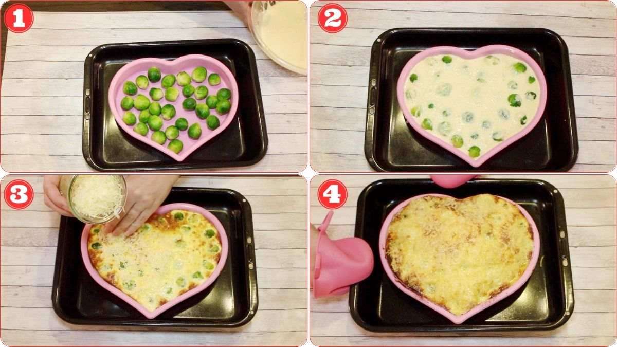 Steps for making the casserole brussel sprouts.