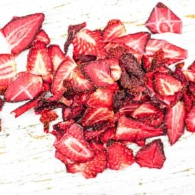 A pile of dried strawberry slices.