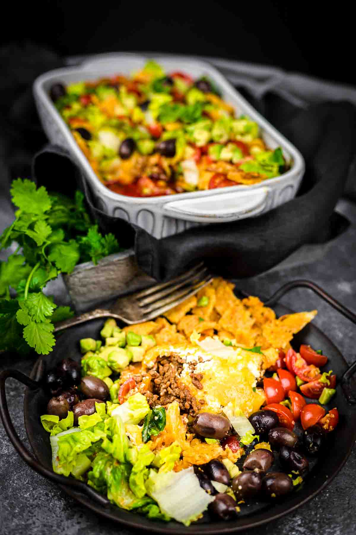 A plate of walking taco casserole.