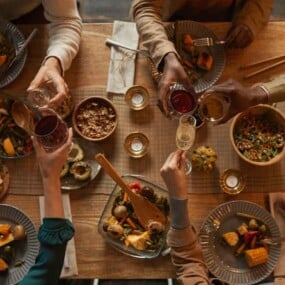 Loved ones enjoying a small dinner party.