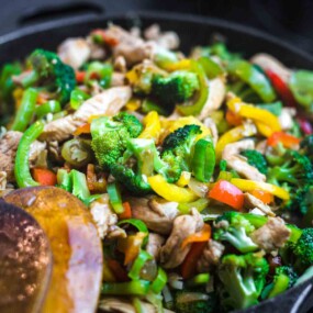 Colorful stir-fry with fresh veggies.