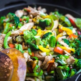 Stir-fry loaded with vibrant vegetables.