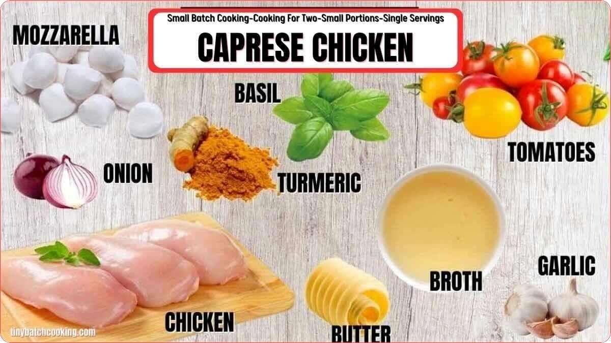 Ingredients for caprese chicken recipe.