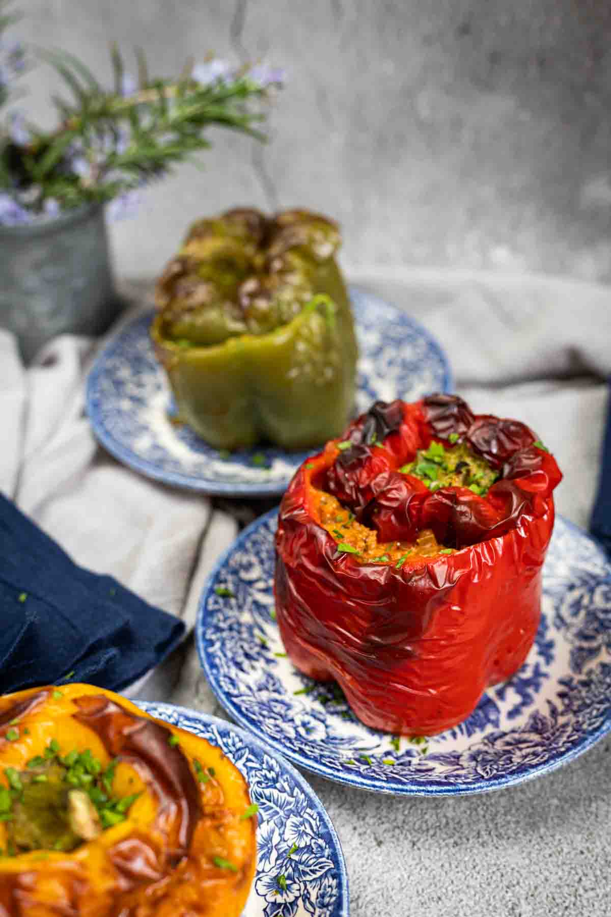 Colorful stuffed bell peppers.