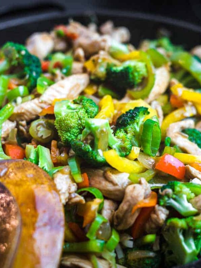 Stir-fry loaded with vibrant vegetables.